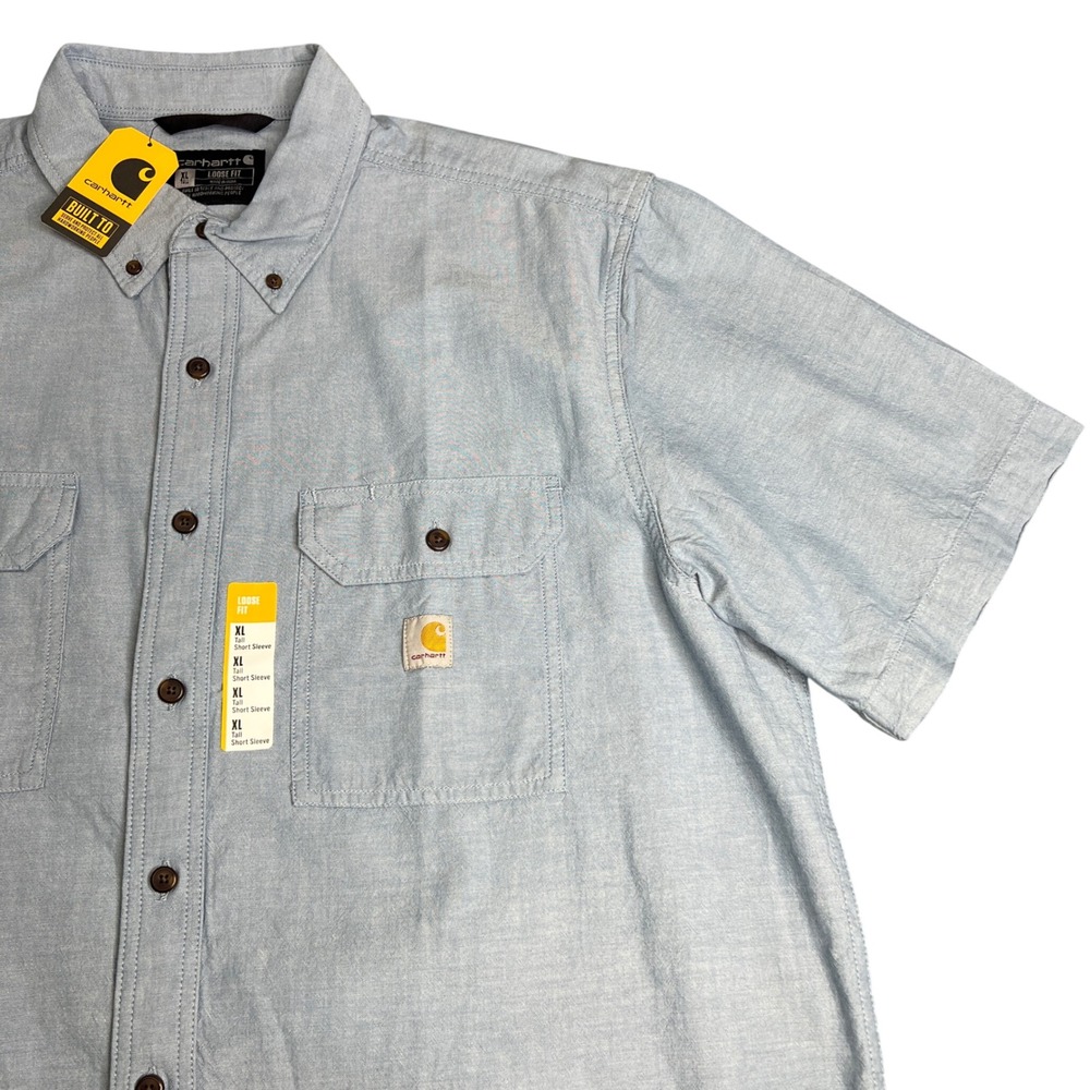 Carhartt Mens XL Tall Loose Fit Midweight Chambray Shirt Blue TW4369 NWT